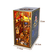 DIY Wooden Book Nook Shelf Insert Kits Miniature Magic House Bookends Japanese Cherry Train Station Bookshelf Dollhouse Gifts
