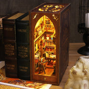 DIY Wooden Book Nook Shelf Insert Kits Miniature Books Library Saint Church Bookends Doll Houses Bookshelf Handmade Crafts Gifts