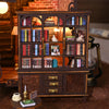 DIY Wooden Book Nook Shelf Insert Kit Miniature Building Kits Magic Study Room Bookshelf with LED Light Bookends Adults Gifts