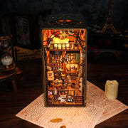 DIY Wooden Book Nook Shelf Insert Kits Miniature Magic House Bookends Japanese Cherry Train Station Bookshelf Dollhouse Gifts