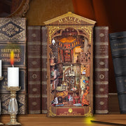 DIY Wooden Magic House Book Nook Shelf Insert Kits Miniature Saint Church Bookends Doll Houses Bookshelf Handmade Crafts Gifts
